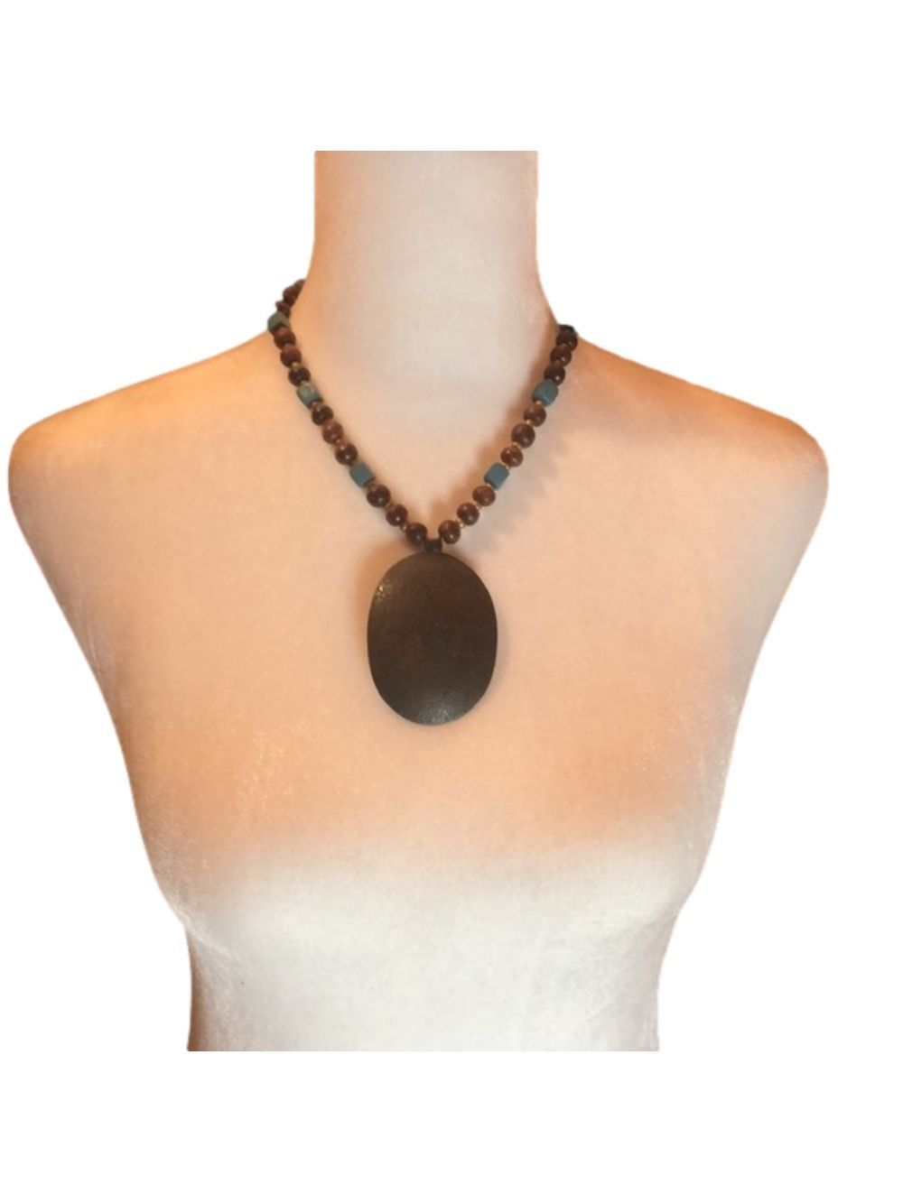 FABULOUS teal & brown Costume Jewelry Necklace